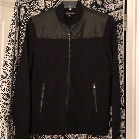 MEN’S MICHAEL KORS LEATHER / SWEATSHIRT JACKET - Picture 2 of 8